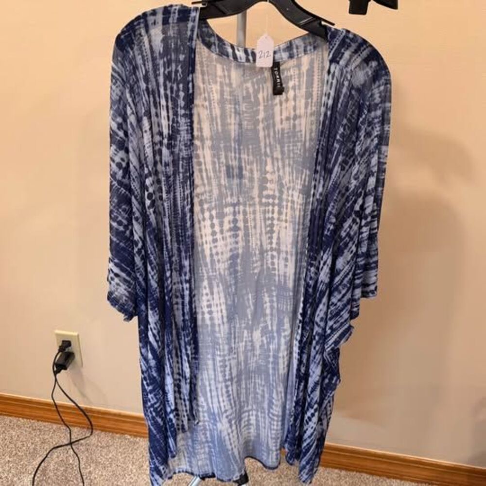 Torrid Blue Tie-Dye Kimono Cardigan, 1X/2X